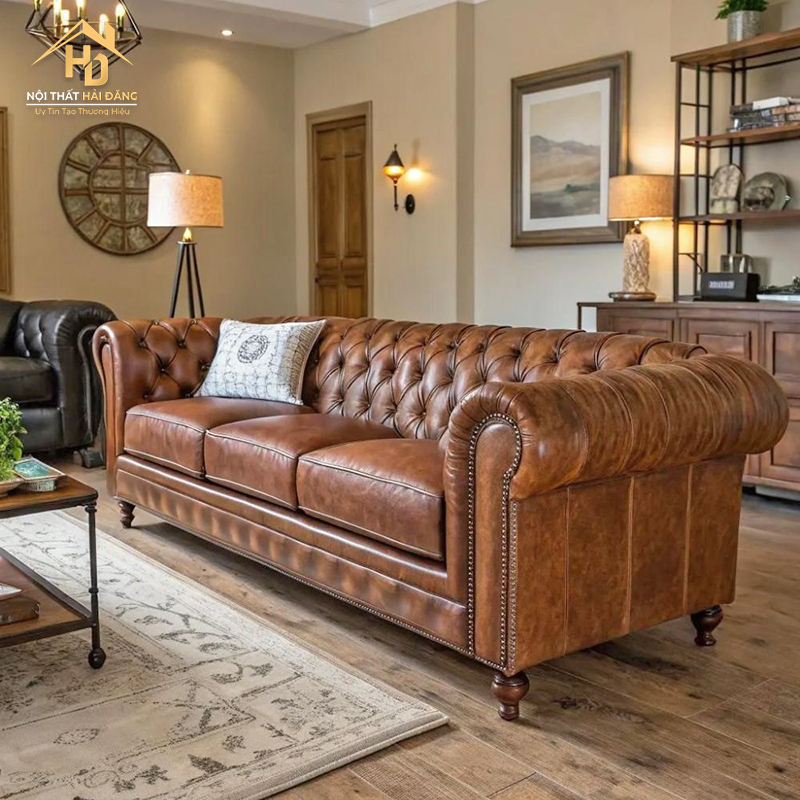 TOP 10 Mẫu Sofa Vintage Cho Homestay, Studio, Cafe Decor mau-sofa-vintage-da TOP 10 Mẫu Sofa Vintage Cho Homestay, Studio, Cafe Decor