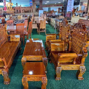 Bộ Ghế Salon Gỗ Chạm Hoa Văn Cổ Điển ( 2 Màu) 3 salon gỗ giá rẻ