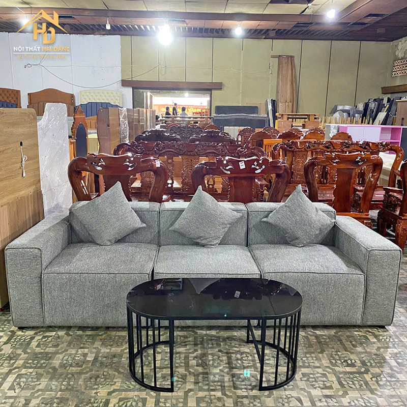 sofa-3-cho-ngoi-7 Sofa Vải Xám 3 Chỗ Ngồi Rộng Rãi