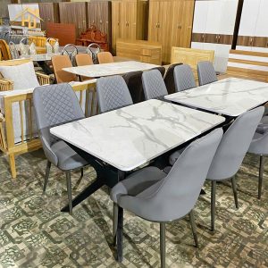 Bộ Bàn Ăn 4 Ghế Bọc Da Bàn Vân Đá 2 bo ban an 4 ghe 1