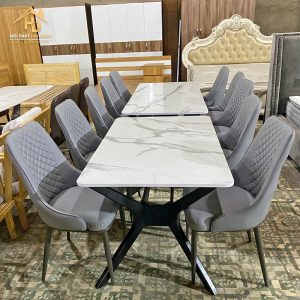 Bộ Bàn Ăn 4 Ghế Bọc Da Bàn Vân Đá 3 bo ban an 4 ghe 3