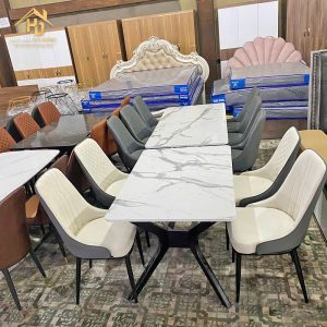 Bộ Bàn Ăn 4 Ghế Bọc Da Bàn Vân Đá 7 bo ban an 4 ghe 5