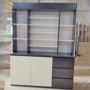 Kệ Trưng Bày Gỗ Đen Phối Trắng Đơn Giản 3 ke trung bay den 2