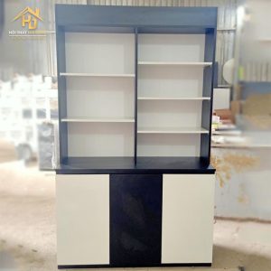 Kệ Trưng Bày Gỗ Đen Phối Trắng Đơn Giản 2 ke trung bay den 4