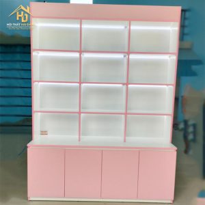 Kệ Trưng Bày Gỗ Hồng Phối Trắng Hiện Đại 2 ke trung bay hong 1