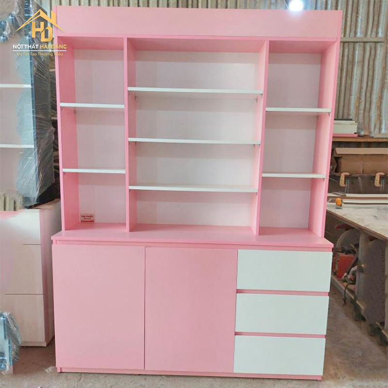 Kệ Trưng Bày Gỗ Hồng Phối Trắng Hiện Đại ke-trung-bay-hong-3 Kệ Trưng Bày Gỗ Hồng Phối Trắng Hiện Đại