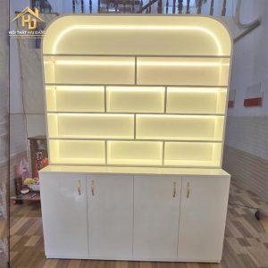 kệ trưng bày trắng đèn led