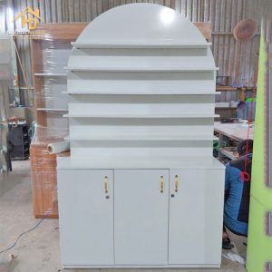 Kệ trưng bày màu trắng mái vòm