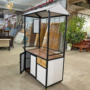 Quầy Bán Hàng Di Động Gỗ Màu Trắng 3 quay ban hang 1