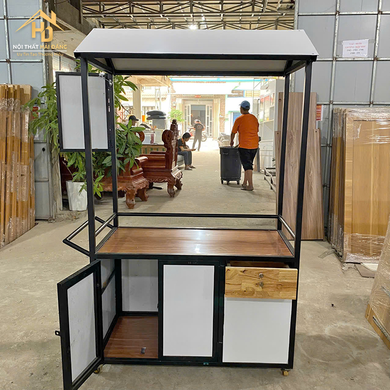 Quầy Bán Hàng Di Động Gỗ Màu Trắng quay-ban-hang-2 Quầy Bán Hàng Di Động Gỗ Màu Trắng