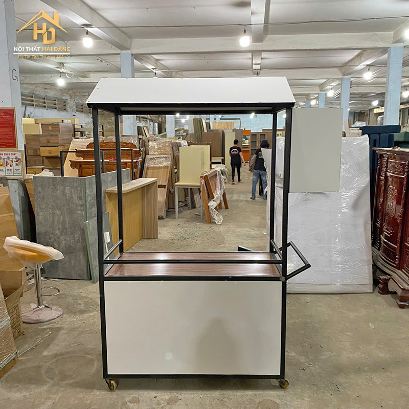 Quầy Bán Hàng Di Động Gỗ Màu Trắng quay-ban-hang-3 Quầy Bán Hàng Di Động Gỗ Màu Trắng