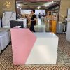 Quầy Lễ Tân Gỗ Hồng Trắng Hiện Đại