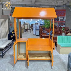 Quầy Bán Hàng Di Động Gỗ Màu Cam 3 quay take away cam 1