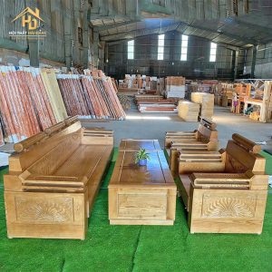 Bộ Salon Gỗ Sồi Chạm Khắc Độc Đáo (Nhiều Mẫu) 6 salon go soi 4