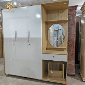 Tủ Quần Áo Gỗ Kèm Bàn Phấn Tiện Lợi 8 tu 3 canh co ban trang diem 1