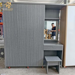 Tủ Quần Áo Gỗ Kèm Bàn Phấn Tiện Lợi 6 tu 3 canh co ban trang diem 4