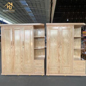 tủ quần áo phủ sồi liền kệ