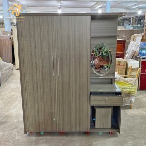 tủ quần áo gỗ kèm bàn phấn màu xám