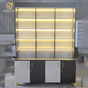tủ trưng bày đen có led