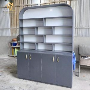 tủ trưng bày gỗ bo cong