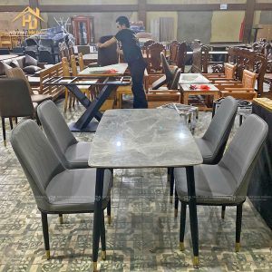 Bộ Bàn Ăn Chân Côn 4 Ghế Hiện Đại 3 ban 4 ghe 1