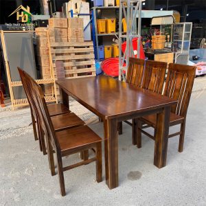 Bộ Bàn Ăn Gỗ 6 Ghế Nâu 3 ban an 6 ghe go 2