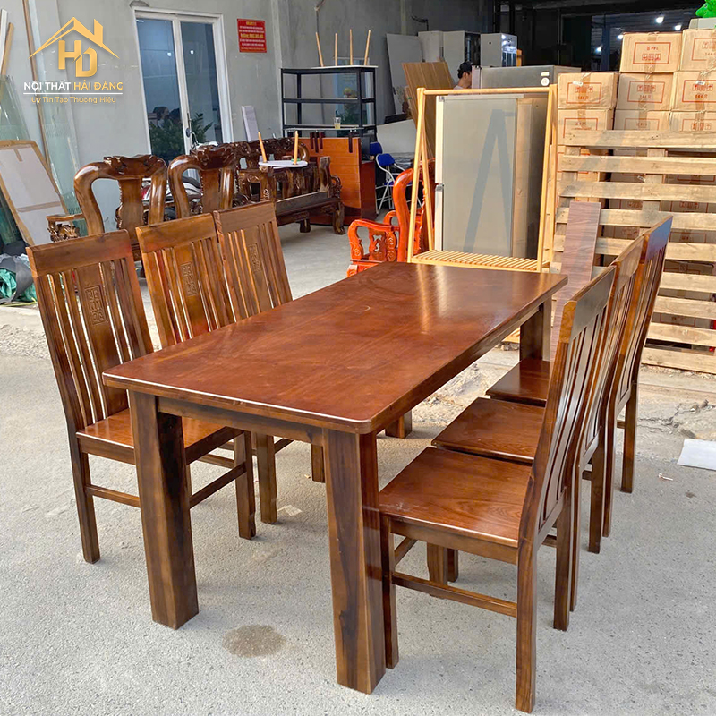 Bộ Bàn Ăn Gỗ 6 Ghế Nâu ban-an-6-ghe-go-3 Bộ Bàn Ăn Gỗ 6 Ghế Nâu