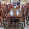 Bộ bàn ăn vuông gỗ 6 ghế màu nhớt