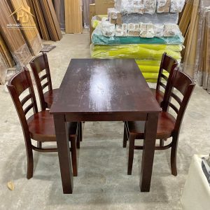 Bộ Bàn Bàn Ăn Gỗ 4 Ghế Màu Nâu