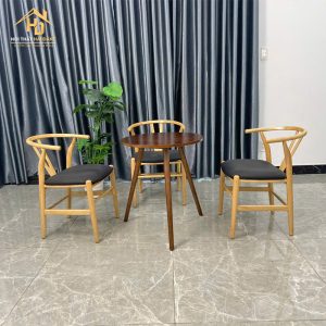 Bộ bàn ghế cafe gỗ lưng cong