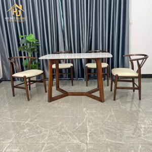 Bộ bàn ăn gỗ 4 ghế thanh lịch