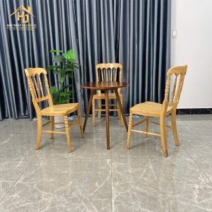 Bộ Bàn Cafe Gỗ Tròn Nâu 