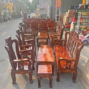 Bộ salon gỗ tự nhiên chạm khắc độc đáo