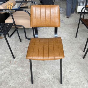 ghế cafe bọc da nâu sọc dọc