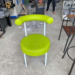 ghế cafe tròn bọc nệm xanh lá
