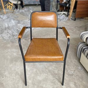 ghế cafe lưng cao bọc da nâu