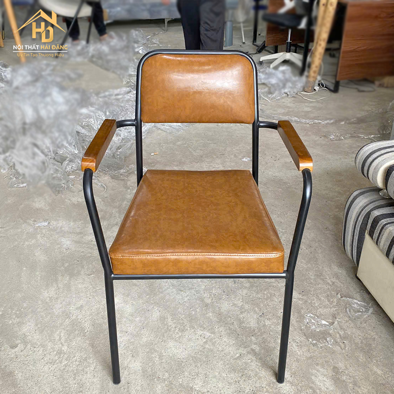 Ghế Cafe Lưng Cao Bọc Da Nâu ghe-coffe-nau Ghế Cafe Lưng Cao Bọc Da Nâu