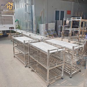 Kệ inox 3 tầng mặt đá hoa cương