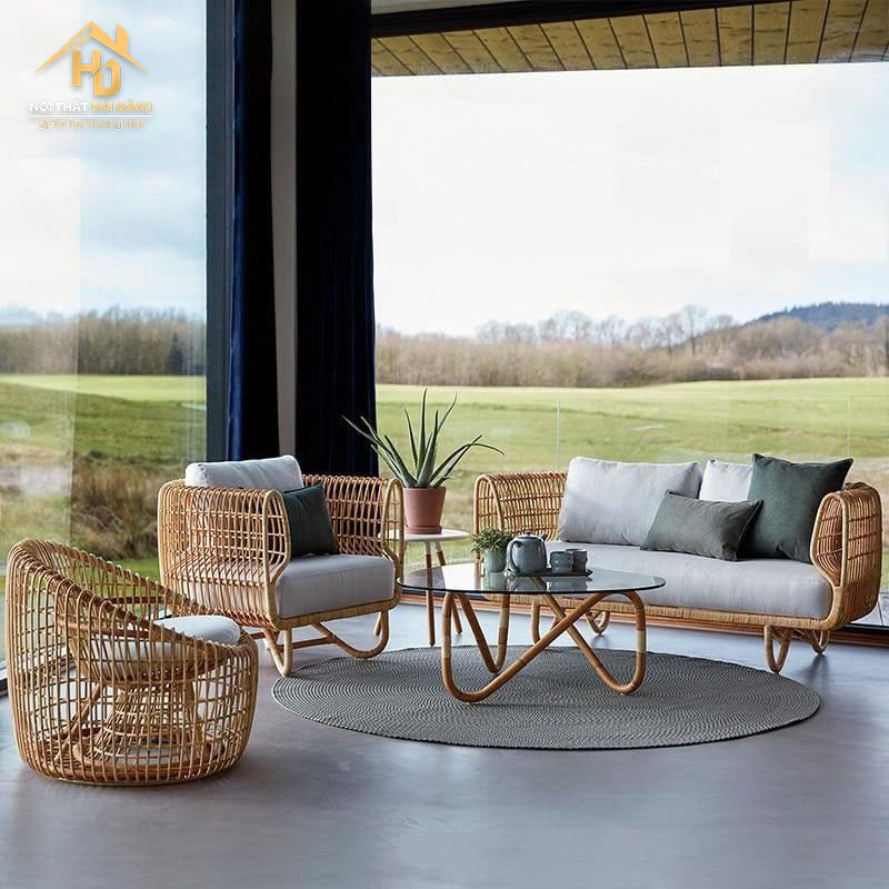 phong-cach-retro Top 10 Mẫu Sofa Mây Tự Nhiên Vintage Đẹp Nhất Hiện Nay