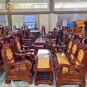 Bộ Bàn Ghế Salon Gỗ Tràm Trung Nhỏ 2 salon go 22