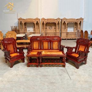 Bộ Bàn Ghế Solon Gỗ Tràm Nho Ván 2 salon go 24