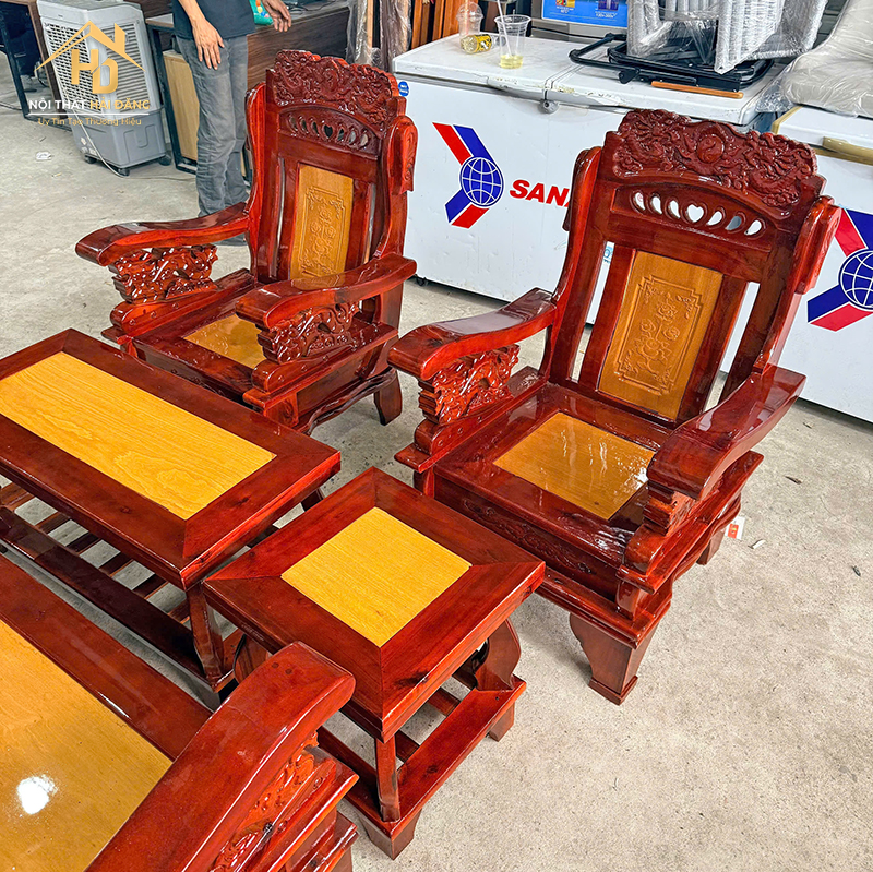 Bộ Bàn Ghế Solon Gỗ Tràm Nho Ván salon-go-nho-8 Bộ Bàn Ghế Solon Gỗ Tràm Nho Ván