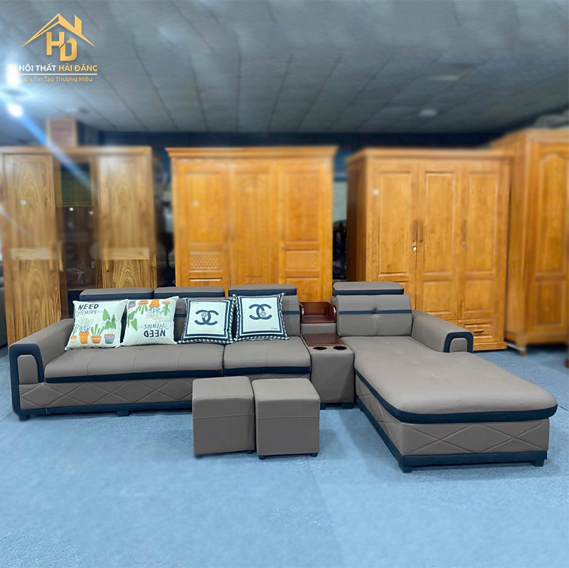 Sofa Góc L Bọc Da Màu Xám Nâu sofa-da-goc-l-7 Sofa Góc L Bọc Da Màu Xám Nâu