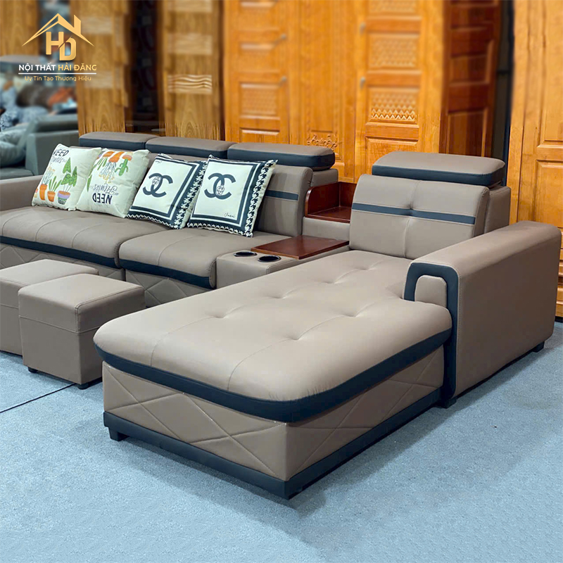 Sofa Góc L Bọc Da Màu Xám Nâu sofa-da-goc-l-9 Sofa Góc L Bọc Da Màu Xám Nâu