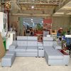 Bộ sofa góc L đầu bậc hộc rượu xám