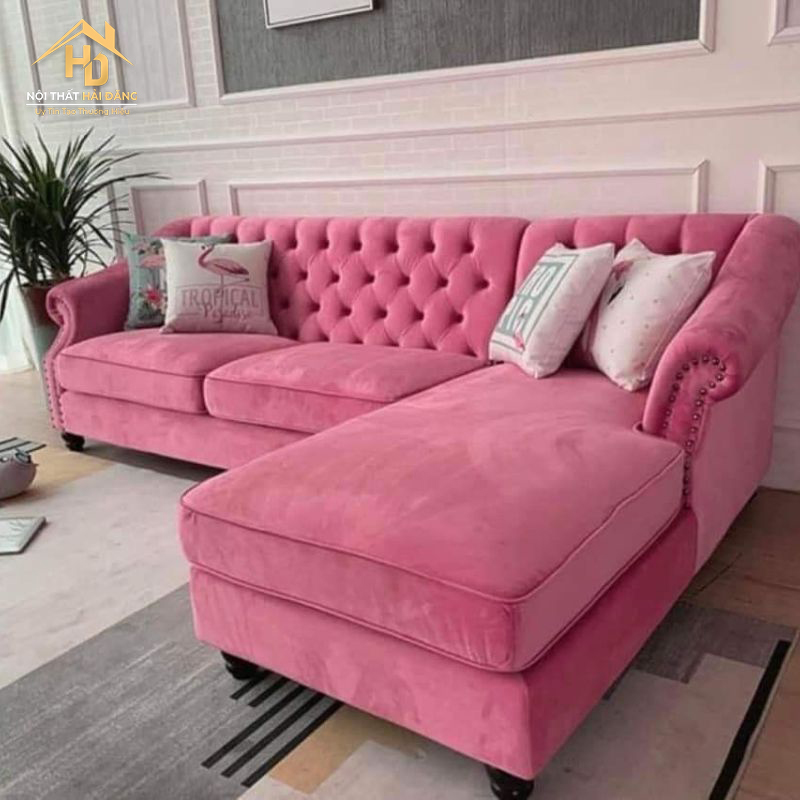 sofa-goc-l-hong Top 10 Mẫu Ghế Sofa Đơn Màu Hồng Hiện Đại, Nhẹ Nhàng