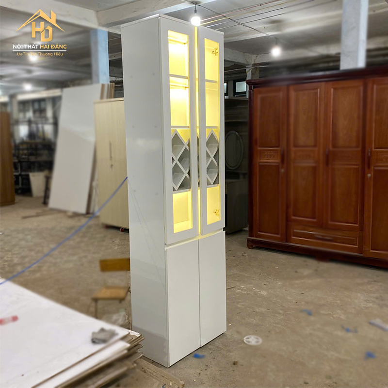 Tủ Trưng Bày Rượu Gỗ Full Trắng Có Led tu-ruou-led-1 Tủ Trưng Bày Rượu Gỗ Full Trắng Có Led