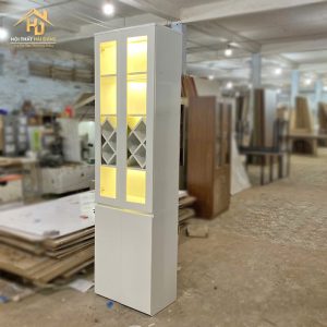 Tủ Trưng Bày Rượu Gỗ Full Trắng Có Led 3 tu ruou led 2
