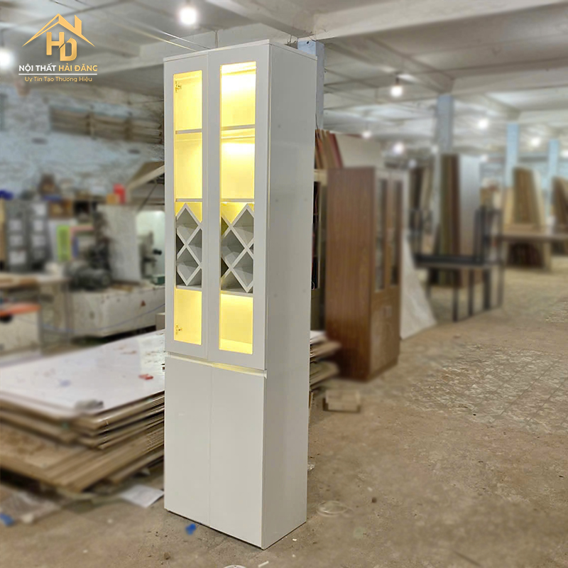 Tủ Trưng Bày Rượu Gỗ Full Trắng Có Led tu-ruou-led-2 Tủ Trưng Bày Rượu Gỗ Full Trắng Có Led