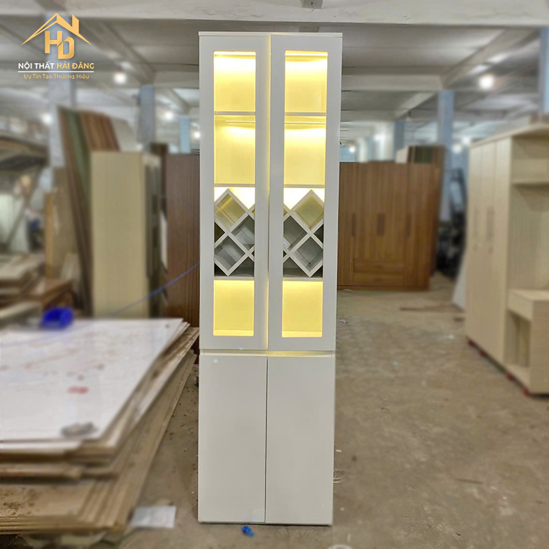 Tủ Trưng Bày Rượu Gỗ Full Trắng Có Led tu-ruou-led-3 Tủ Trưng Bày Rượu Gỗ Full Trắng Có Led